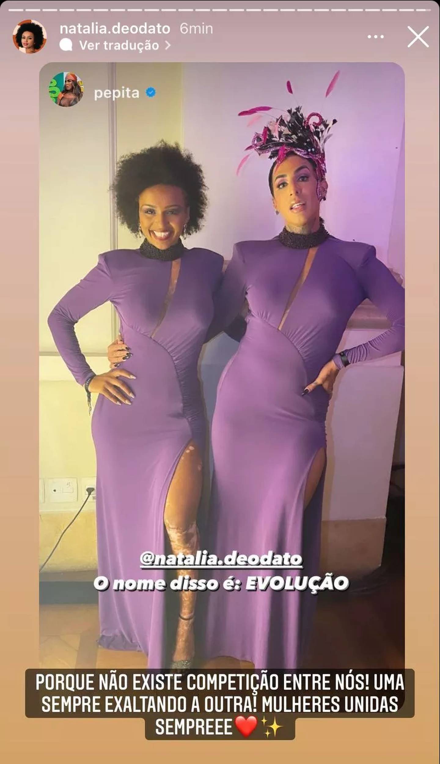 Natália e Pepita postam foto com mesmo vestido para Baile da Vogue