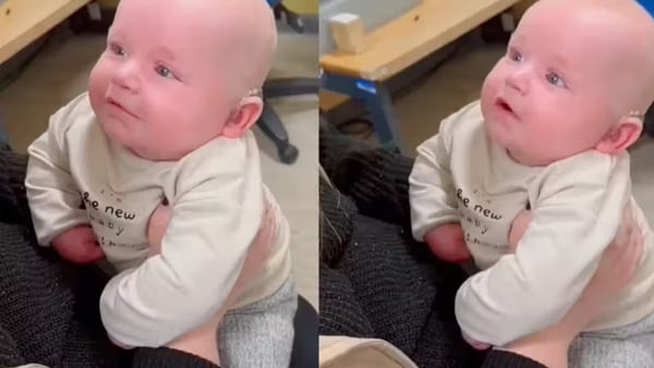 Bebê emociona a web ao ouvir com aparelhos auditivos pela primeira vez