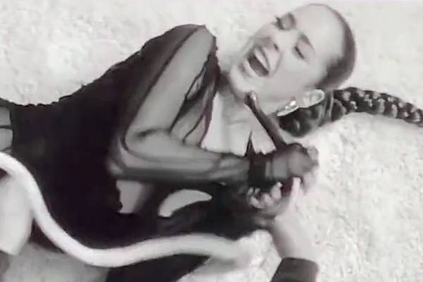 Vídeo mostra cantora levando bote de cobra na cara durante gravação de clipe
