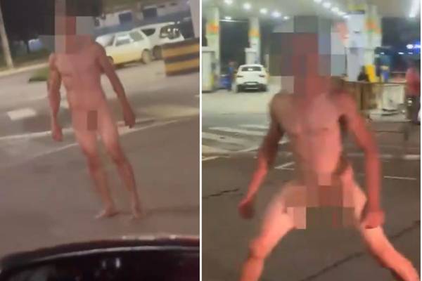 VÍDEO: Homem completamente nu ‘ameaça’ pessoas que passavam em carros, no Distrito Federal
