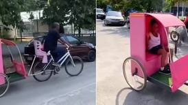 Pai constrói carruagem rosa para levar filha para a escola no RJ; projeto possui até banheiro