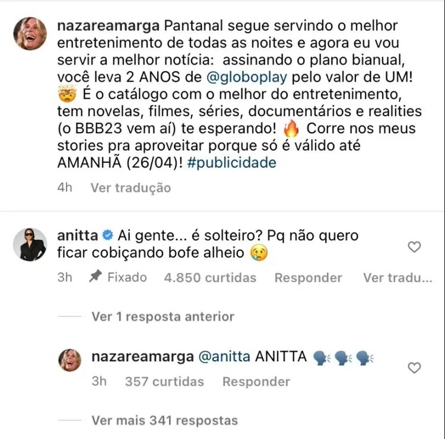 Anitta revela que está interessada em Murilo Benício
