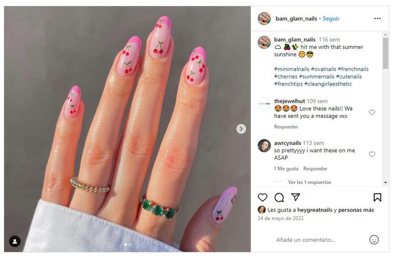 Las uñas afrutadas son una de las grandes tendencias de manicura del verano 2024