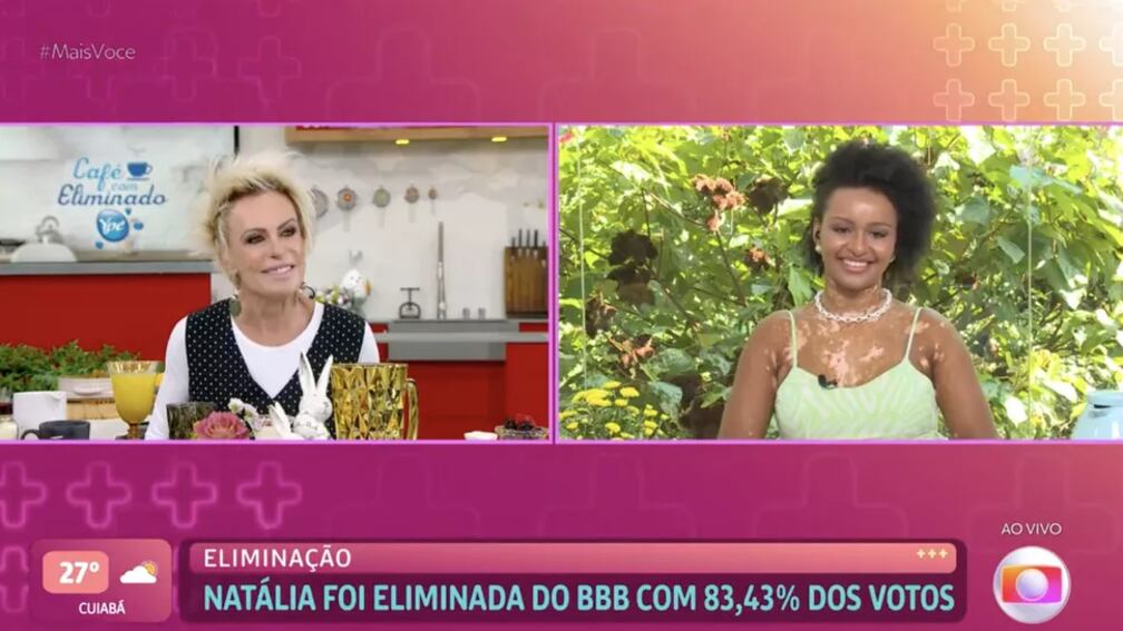 Natália, eliminada do 'BBB 22', toma café com Ana Maria Braga
