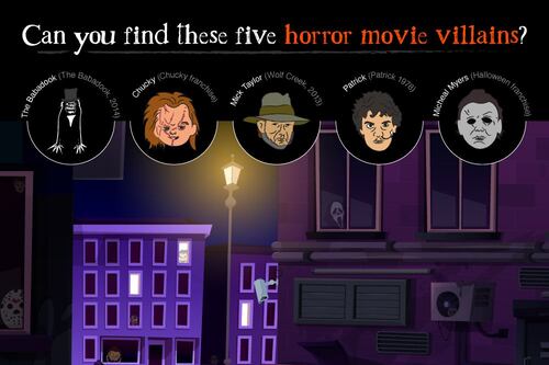 Halloween: consegue encontrar os 5 vilões de clássicos filmes de horror na imagem em 2 minutos?
