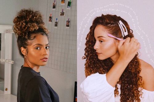 5 penteados lindos e estilosos com presilhas para cabelos cacheados; com tutoriais