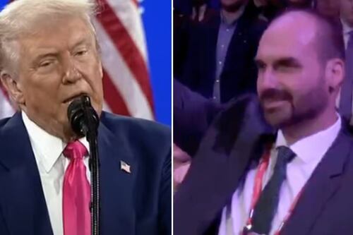VÍDEO: Eduardo Bolsonaro celebra após ter família elogiada por Trump: “Mande um ‘oi’ para seu pai”