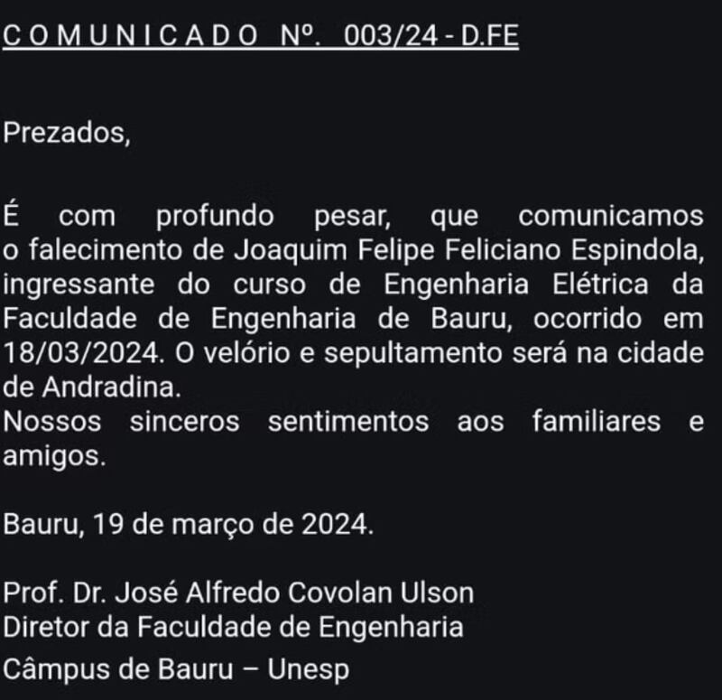Caso é investigado pela polícia
