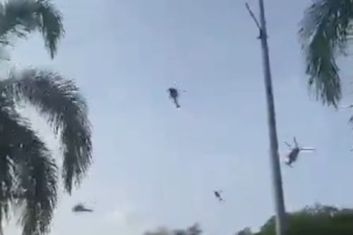 Vídeo impactante mostra dois helicópteros militares colidindo no ar na Malásia; 10 pessoas morreram