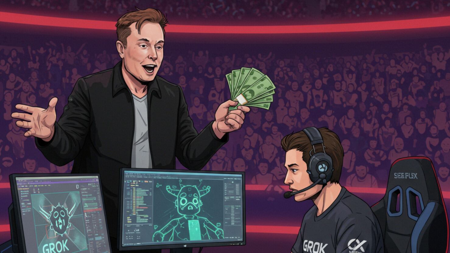 Elon Musk pagando a jugadores / NanoBanana x FW