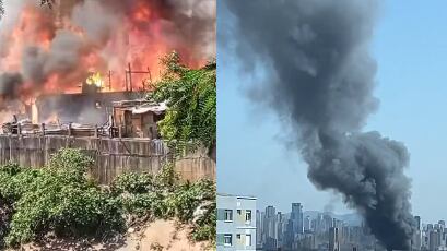 Incêndio atinge a comunidade do Gato Preto, no centro de SP.