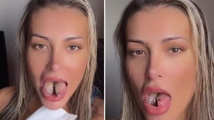 Andressa Urach mostra bifurcação na língus