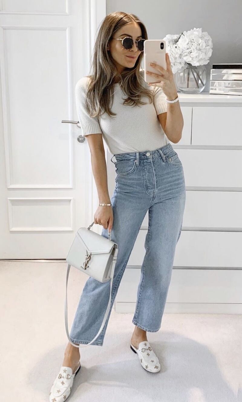 Jeans culotte y mocasines