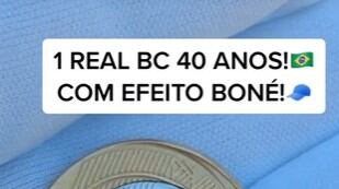 Moeda de 1 real Banco Central 40 Anos efeito boné