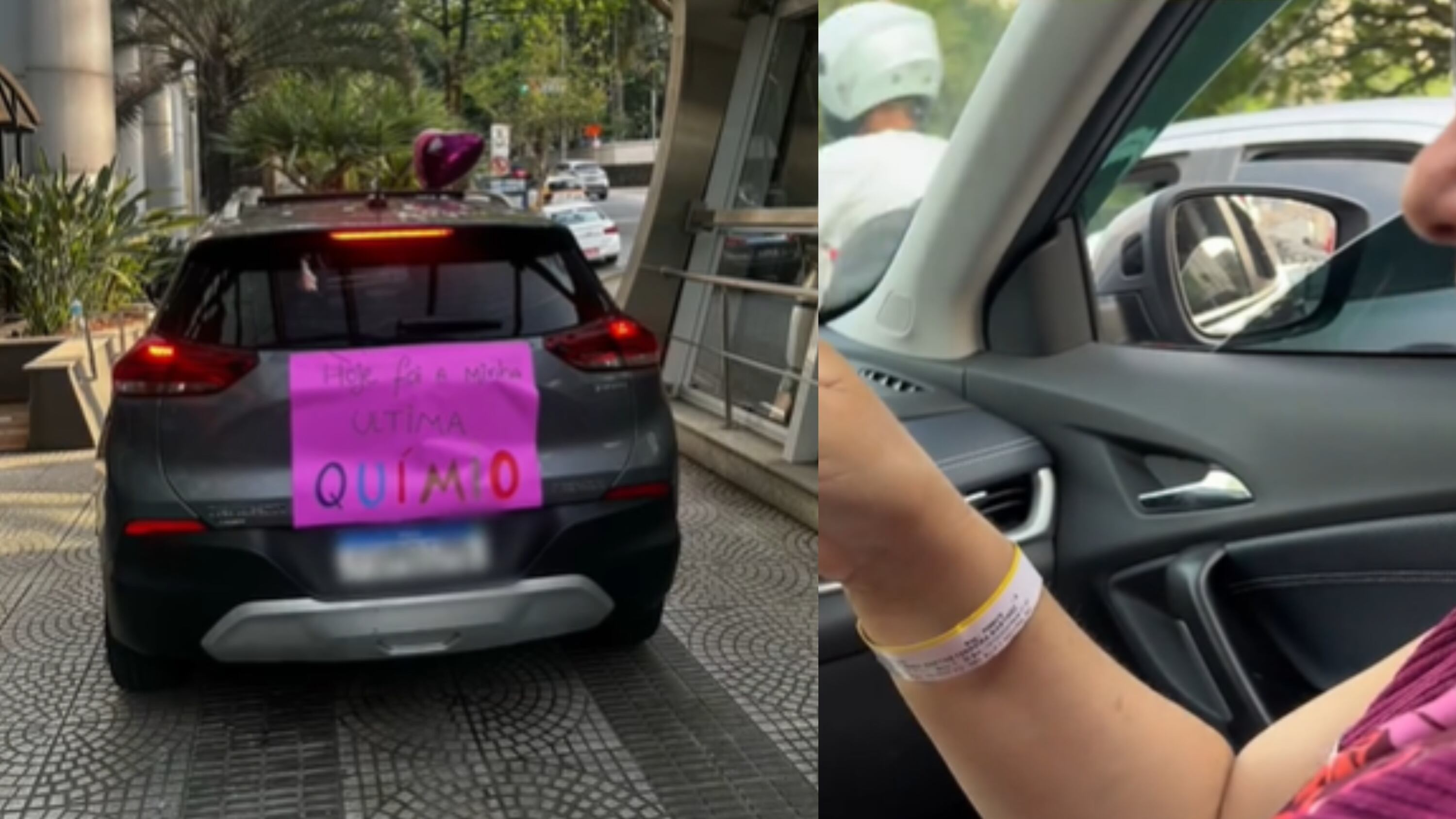 Emocionante! Mulher viraliza ao comemorar última sessão de quimioterapia em passeio especial de carro