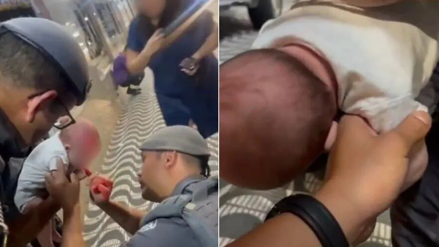 Criança foi rapidamente desengasgada e seguiu para atendimento em hospital.