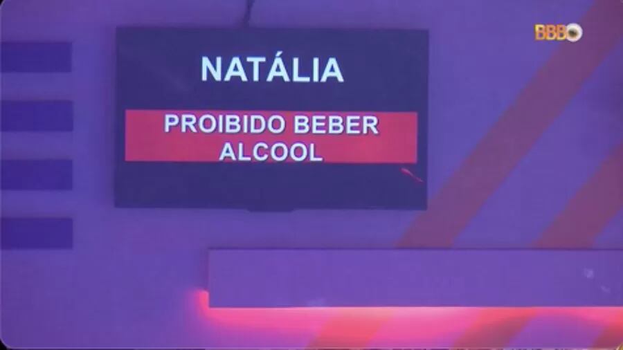 Produção do 'BBB 22' proíbe Natália beber álcool