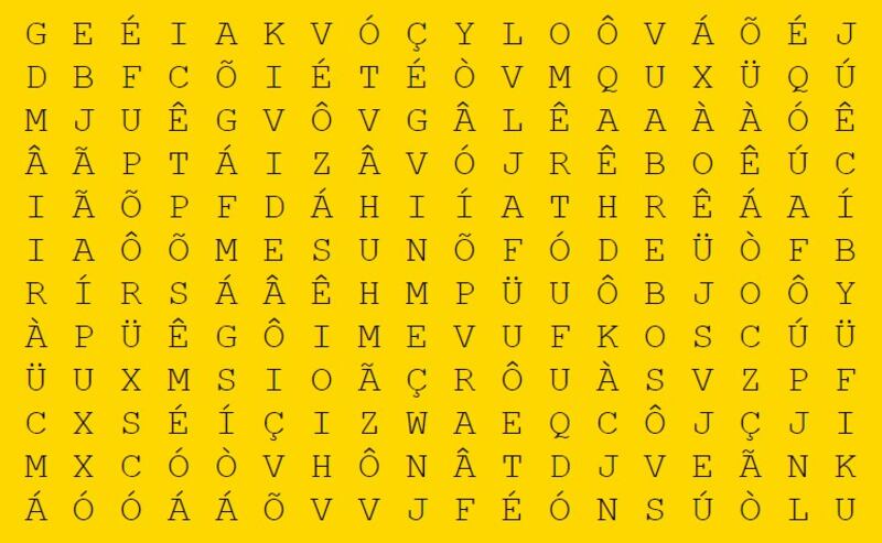 Encontre a palavra 'soberba' neste caça-palavras