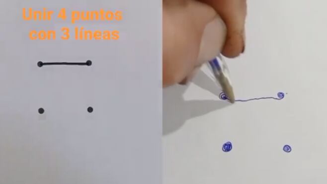 conectar os 4 pontos com apenas 3 linhas