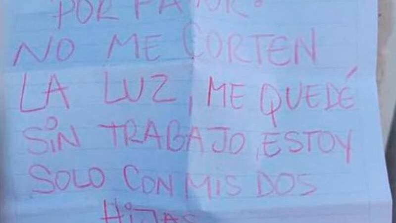 Pai implora em bilhete para que empresa de energia não corte sua luz
