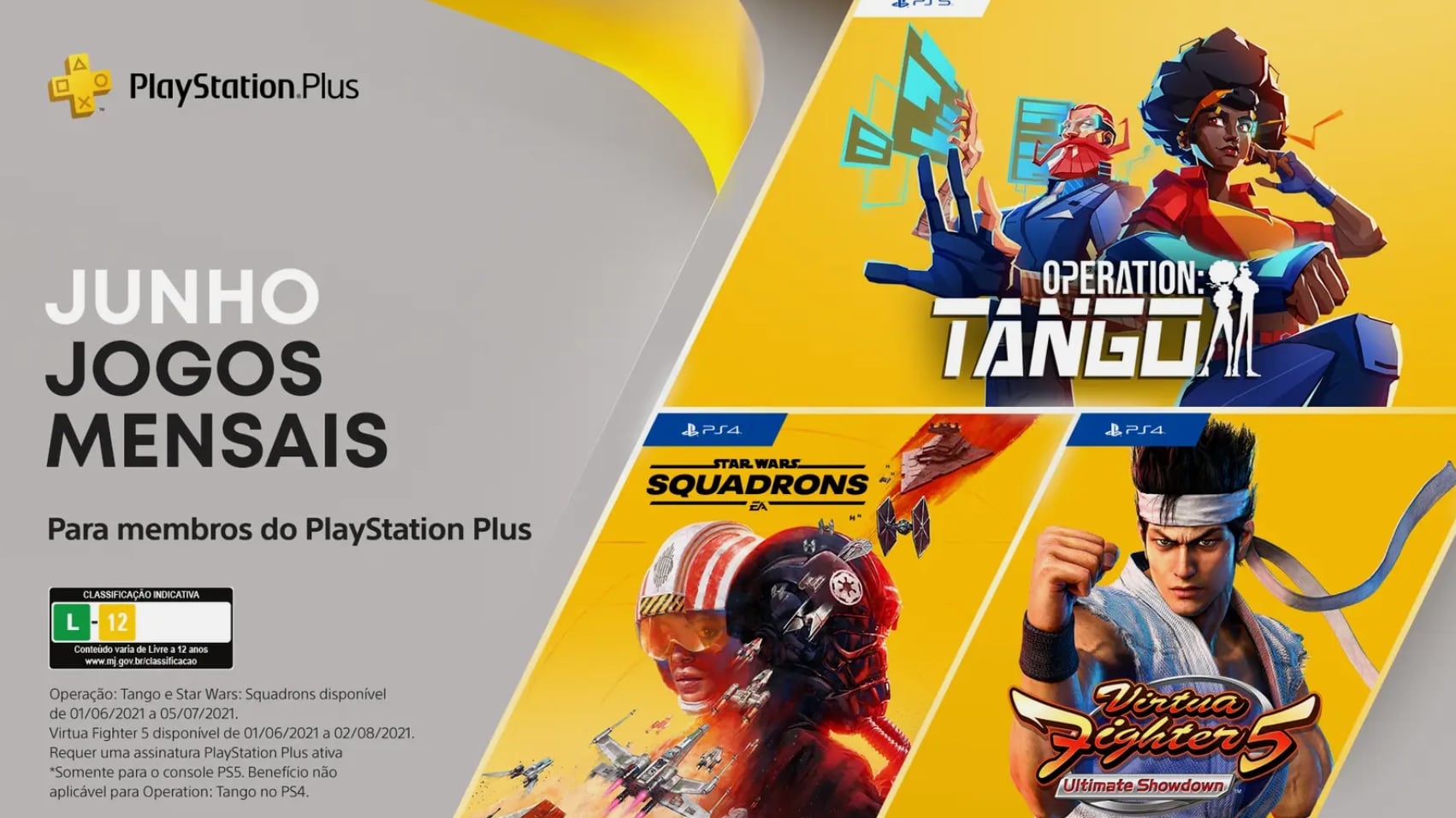 Jogos gratuitos para membros PlayStation Plus de junho: Operation: Tango, Virtua Fighter 5 e Star Wars Squadrons