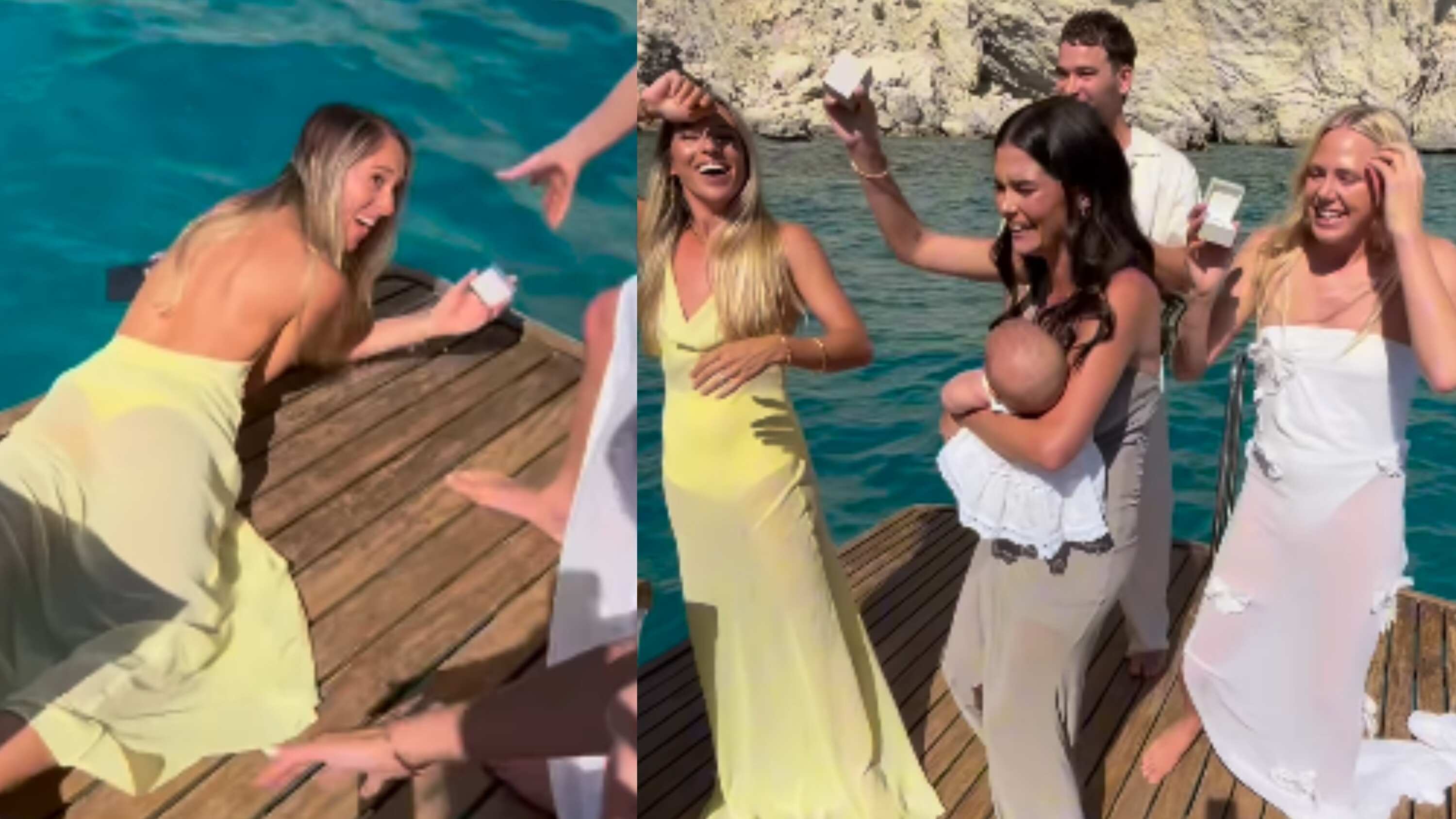 Casamento em barco quase acaba em desastre após madrinha por pouco não deixar alianças caírem no mar