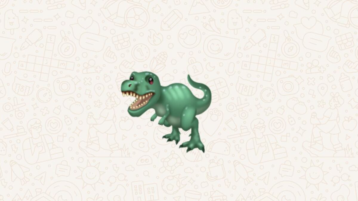 Una imagen del emoji de dinosaurio verde en WhatsApp