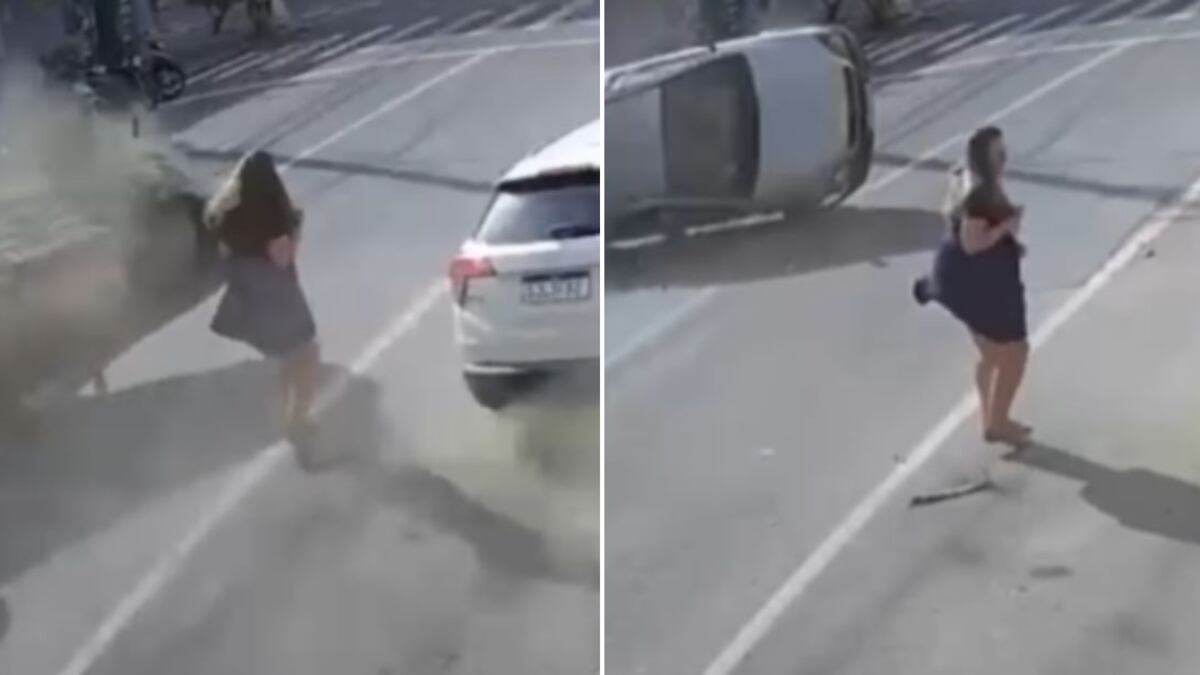 Vídeo impressionante mostra quando ela conseguiu escapar ilesa