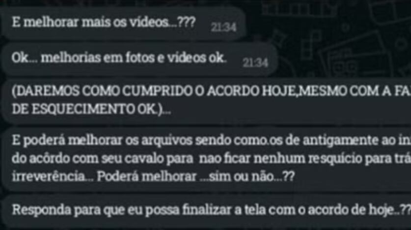 Imagens das mensagens evidenciam as ameaças.