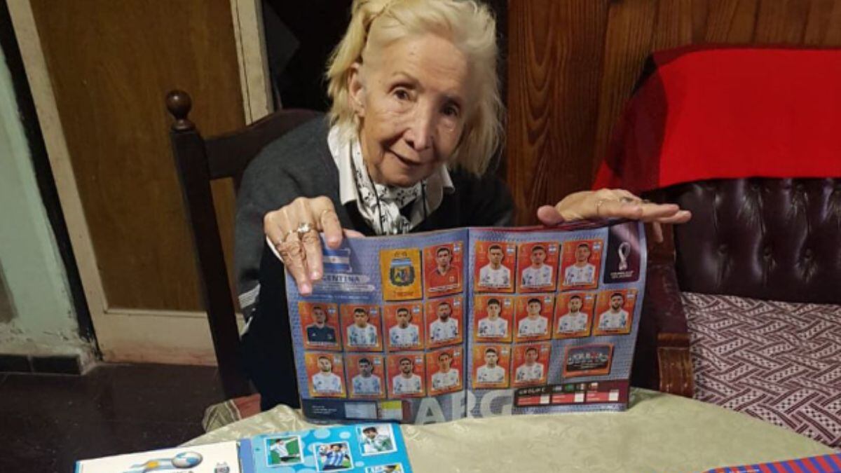 Idosa é fanática por colecionar álbum de figurinhas