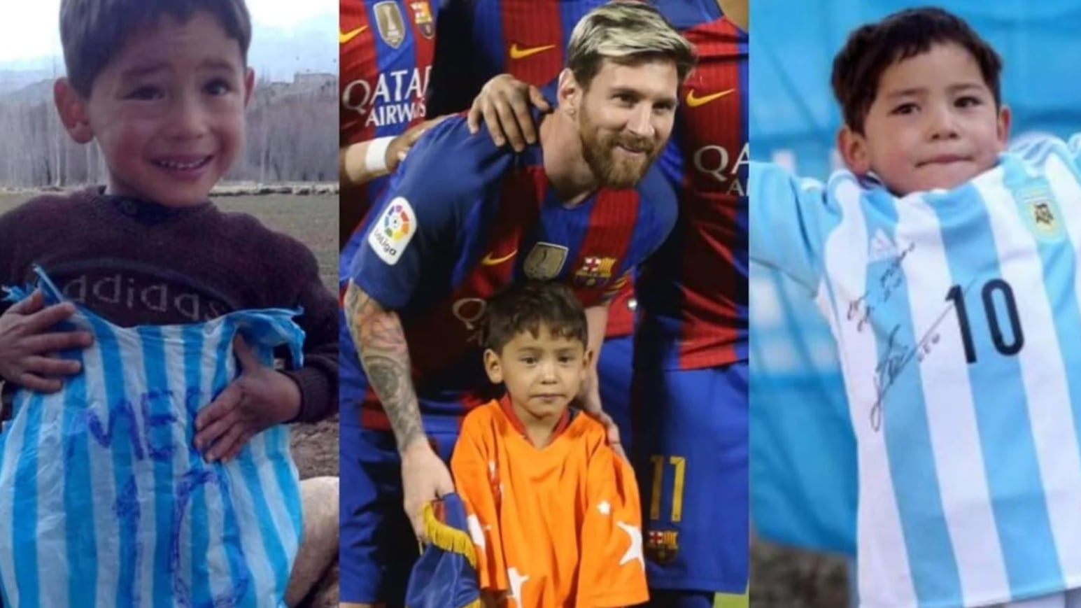 Ele usou uma sacola plástica para fazer a camiseta de Messi