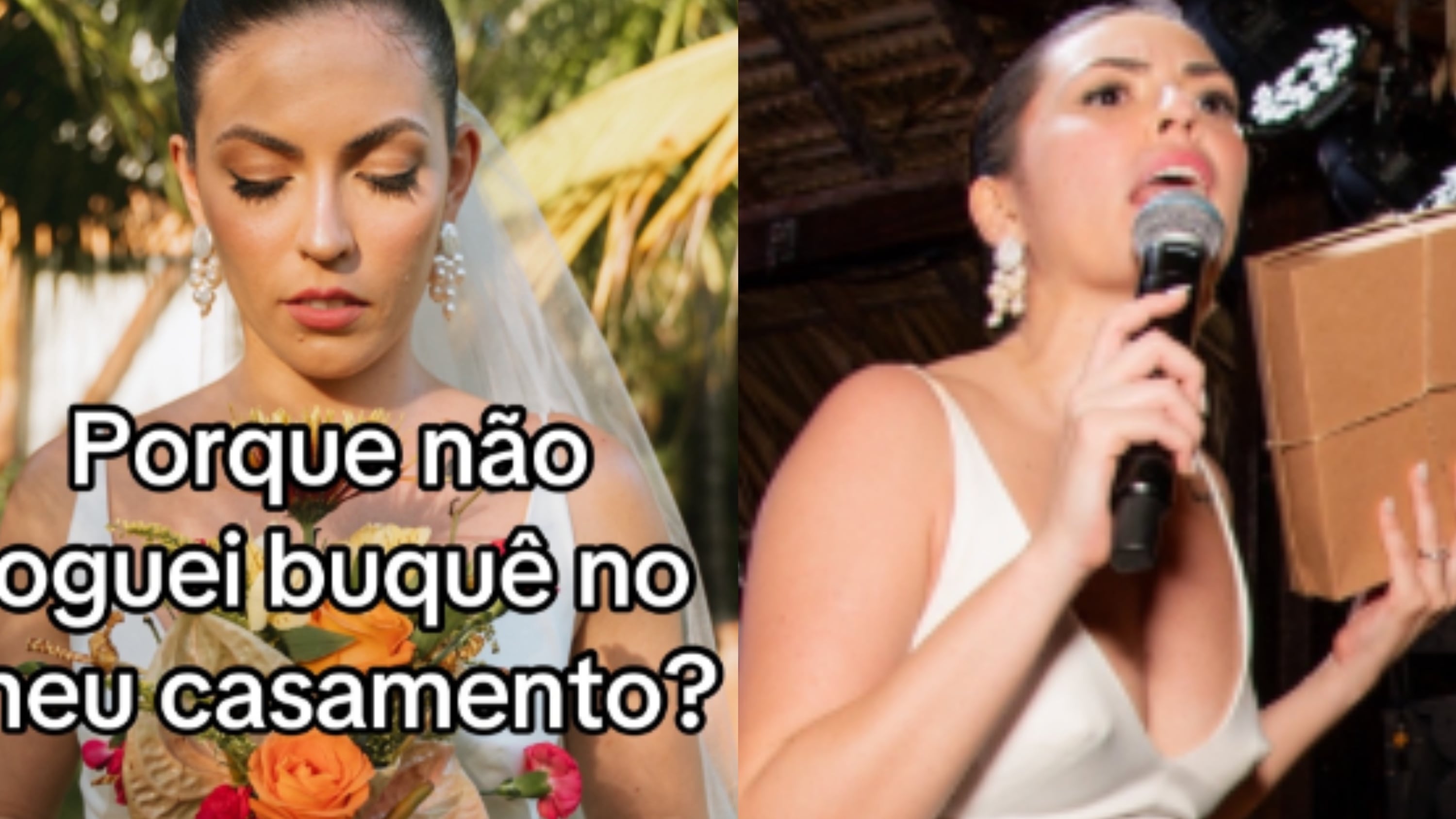 Mulher divide opiniões ao explicar motivo pelo qual não jogou buquê de flores em seu casamento