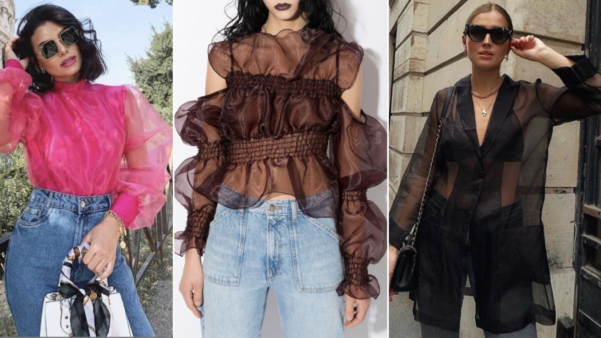 Blusas con trasparencias y jeans