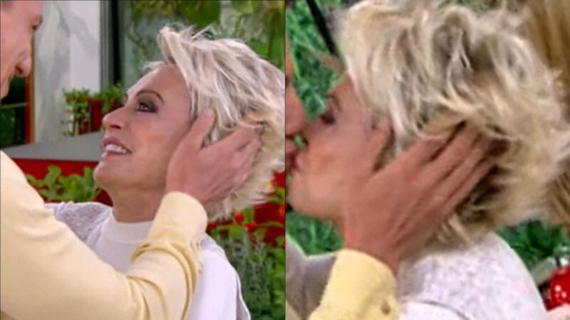 Ana Maria dá selinho em Felipe Suhre e se emociona ao receber o antigo repórter