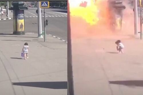 Vídeo impressionante mostra mulher escapando por pouco de bombardeio que matou 3 e feriu 52 na Ucrânia