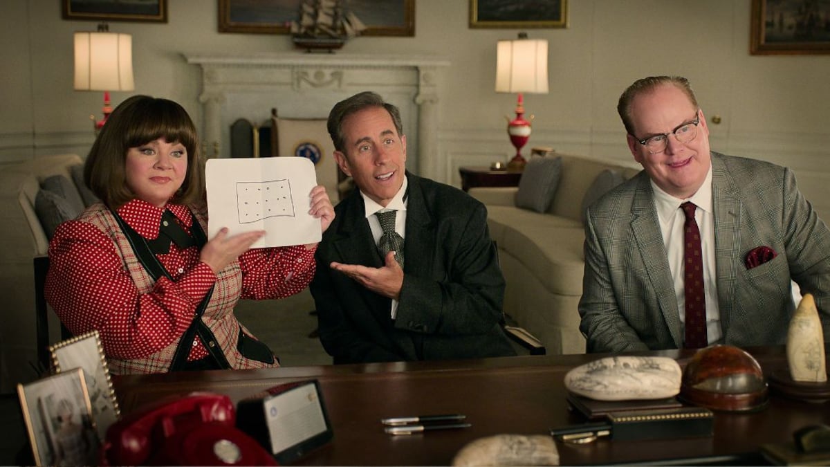 Melissa McCarthy, Jerry Seinfeld y Jim Gaffigan en 'Sin glasear'