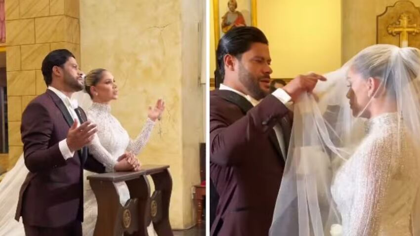 Hulk Paraíba e Camila Ângelo compartilharam votos em casamento religioso