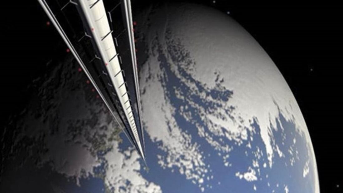 Representación de un ascensor al espacio