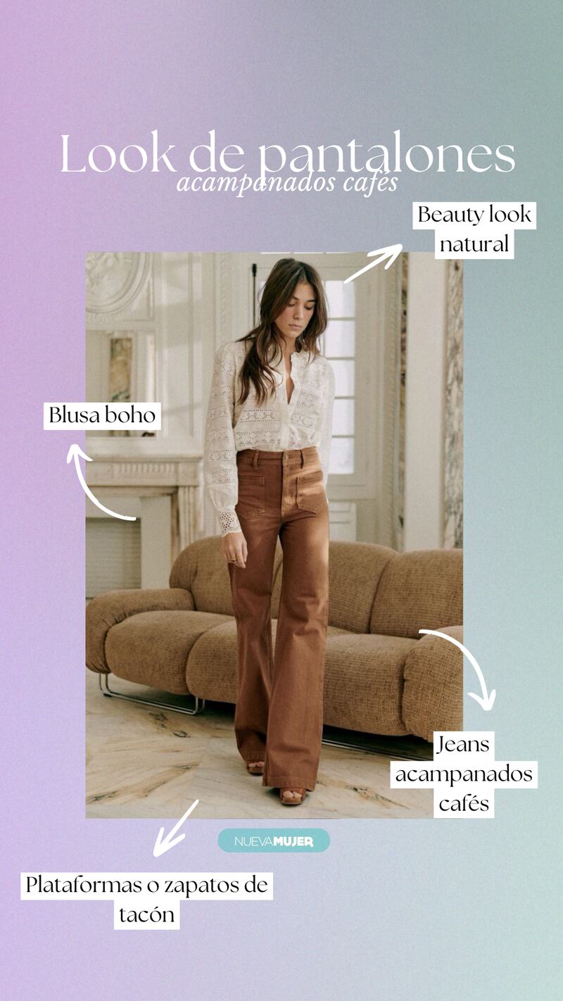 Los pantalones acampanados cafés serán tendencia en 2025