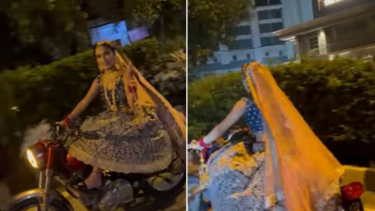 Noiva vai ao casamento de moto na Índia