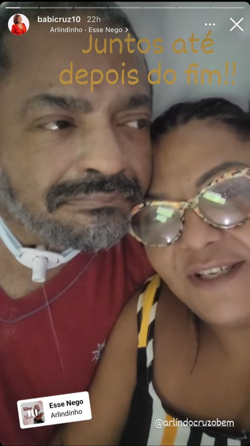 Babi Cruz postou foto ao lado de Arlindo Cruz, que sofreu um AVC em 2017
