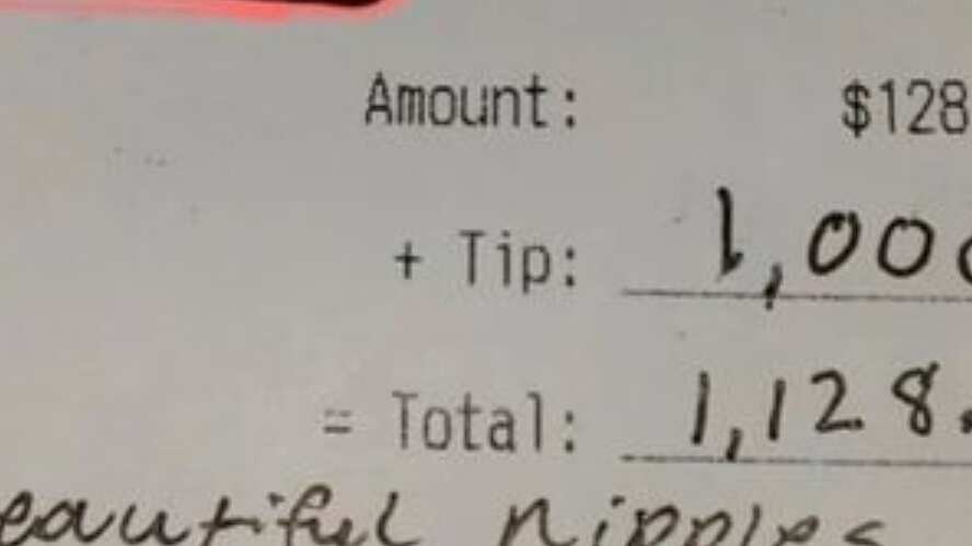 Garçonete ganha gorjeta de mais de R$ 4 mil e é surpreendida por bilhete de cliente ‘assustador’ em nota fiscal