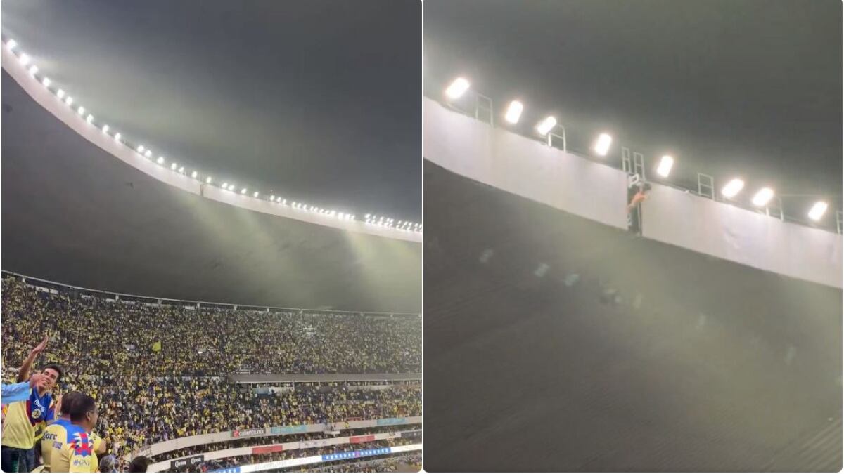 Aficionado se encueró y se subió al techo del estadio en la final del fútbol mexicano