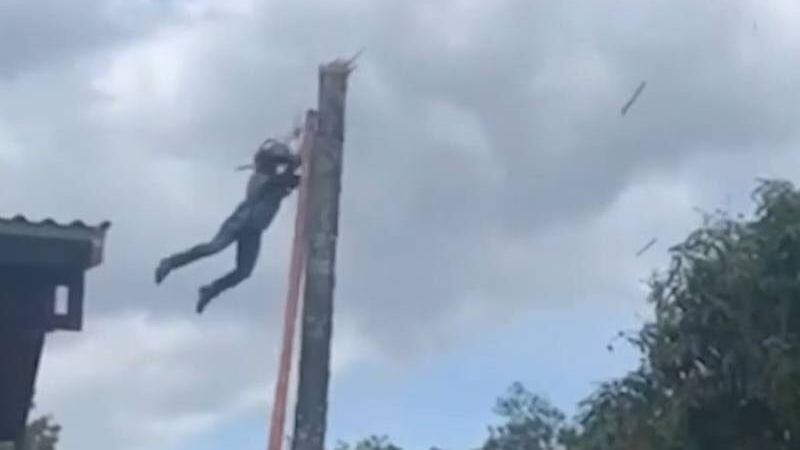Homem é ‘arremessado’ ao ar com motosserra ao tentar cortar árvore