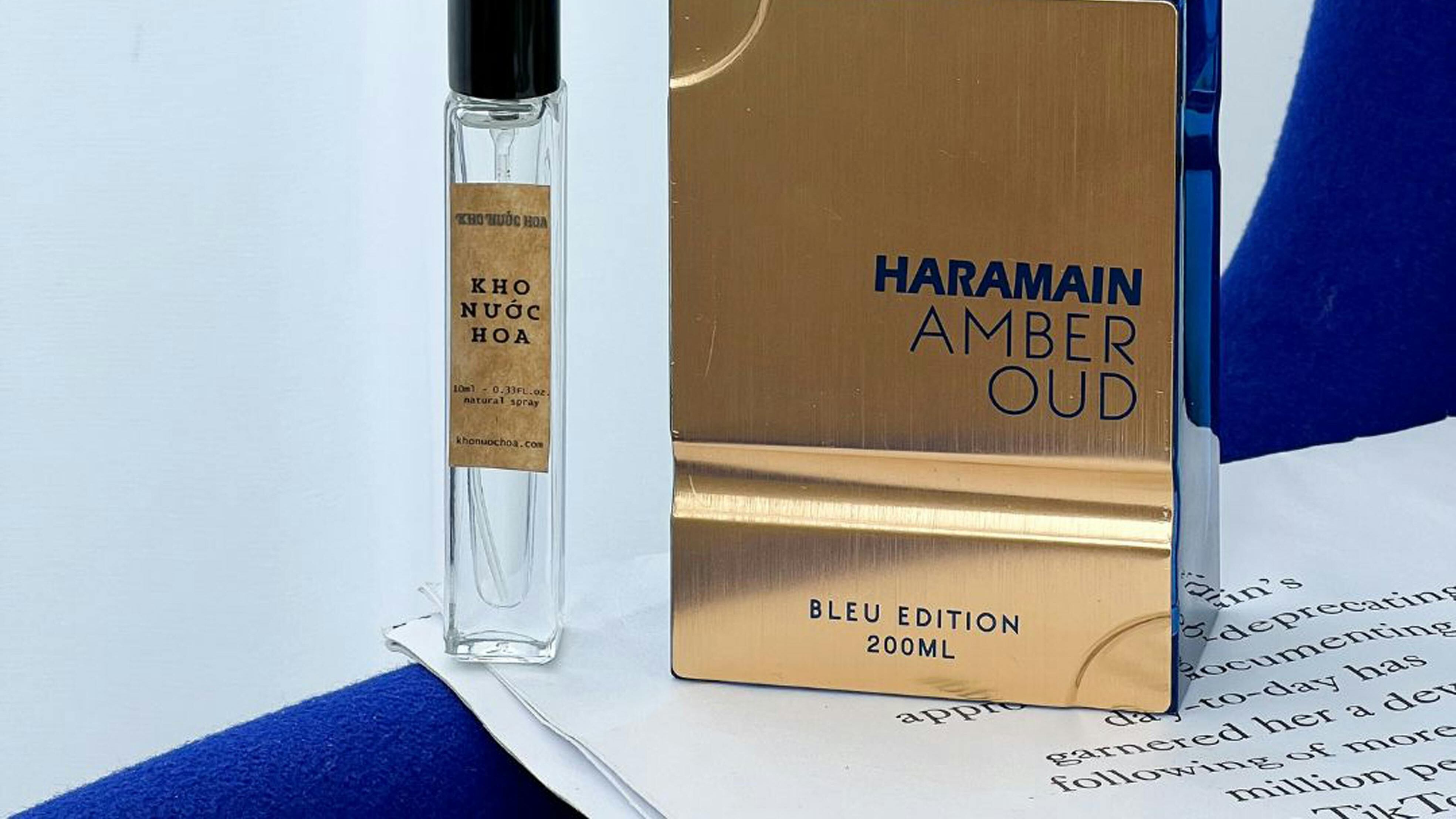 Frasco de perfume haramain amber oud