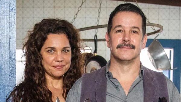 Maria Bruaca (Isabel Teixeira) e Tenório (Murilo Benício) no remake de "Pantanal"
