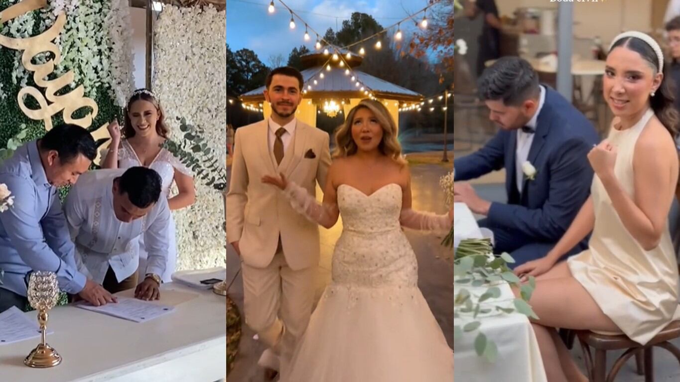 Algunas mujeres se han unido al divertido reto viral en plena boda dejando de lado la seriedad del momento para presumir a sus esposos.