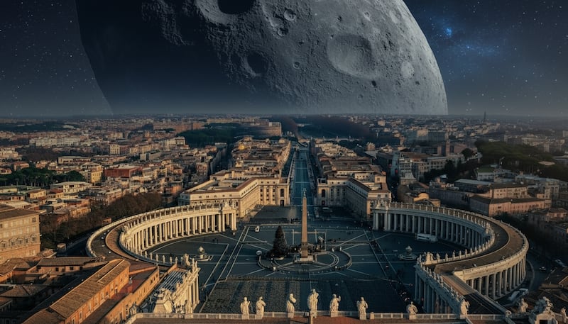 3I/ATLAS vs Ciudad del Vaticano, generado por IA Whisk/FW