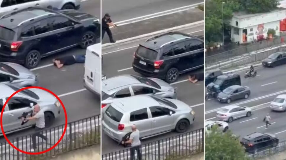Policial corre entre carros e atira com fuzil para deter grupo criminoso em SP