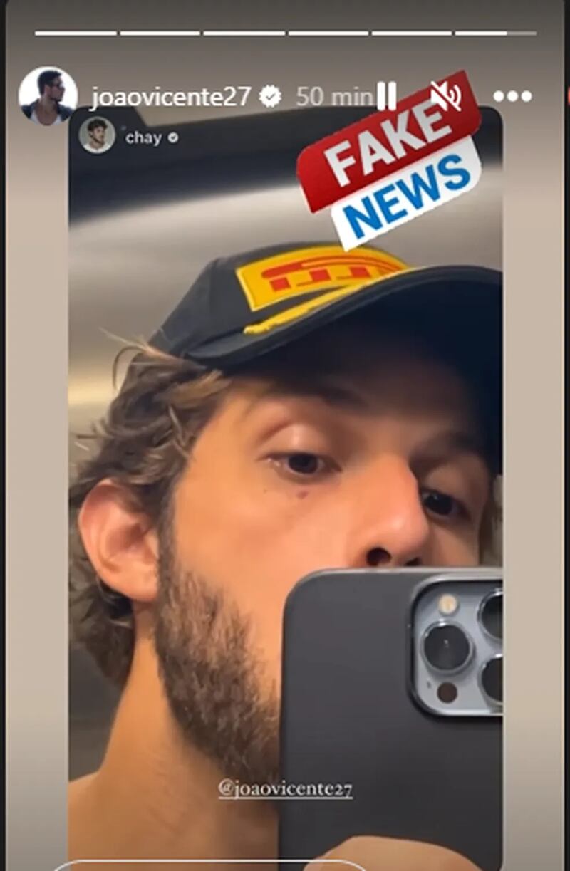 João Vicente compartilha story de Chay Suede